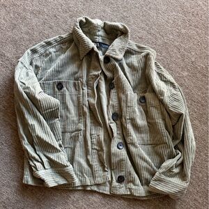 Zara Light Olive Green Corduroy Button Jacket